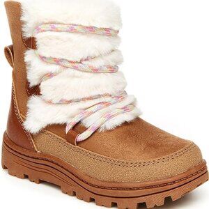 Carter's Ariella Child Shearling Winter Lug Sole Boots 8M Vegan Faux Suede